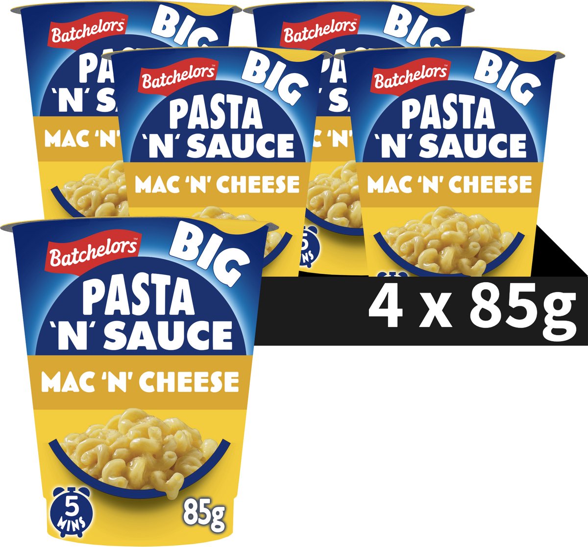 Batchelors big pasta mac and cheese - vegetariano - piatto pronto in tazza - 4 pezzi - pronto velocemente