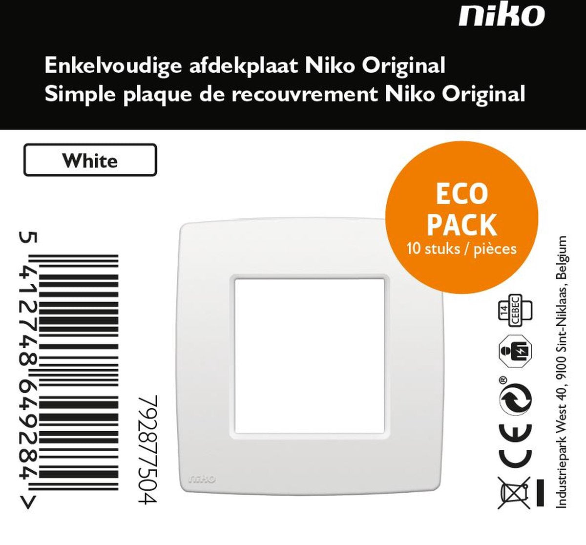 Placa protectora blanca original Niko - individual - 10 piezas
