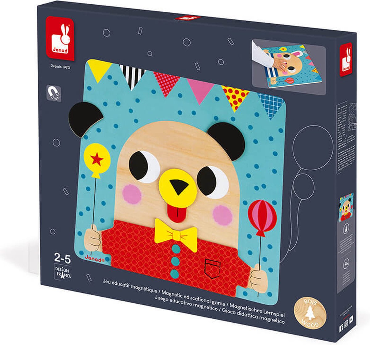 Janod - game - cheerful faces magnetic game