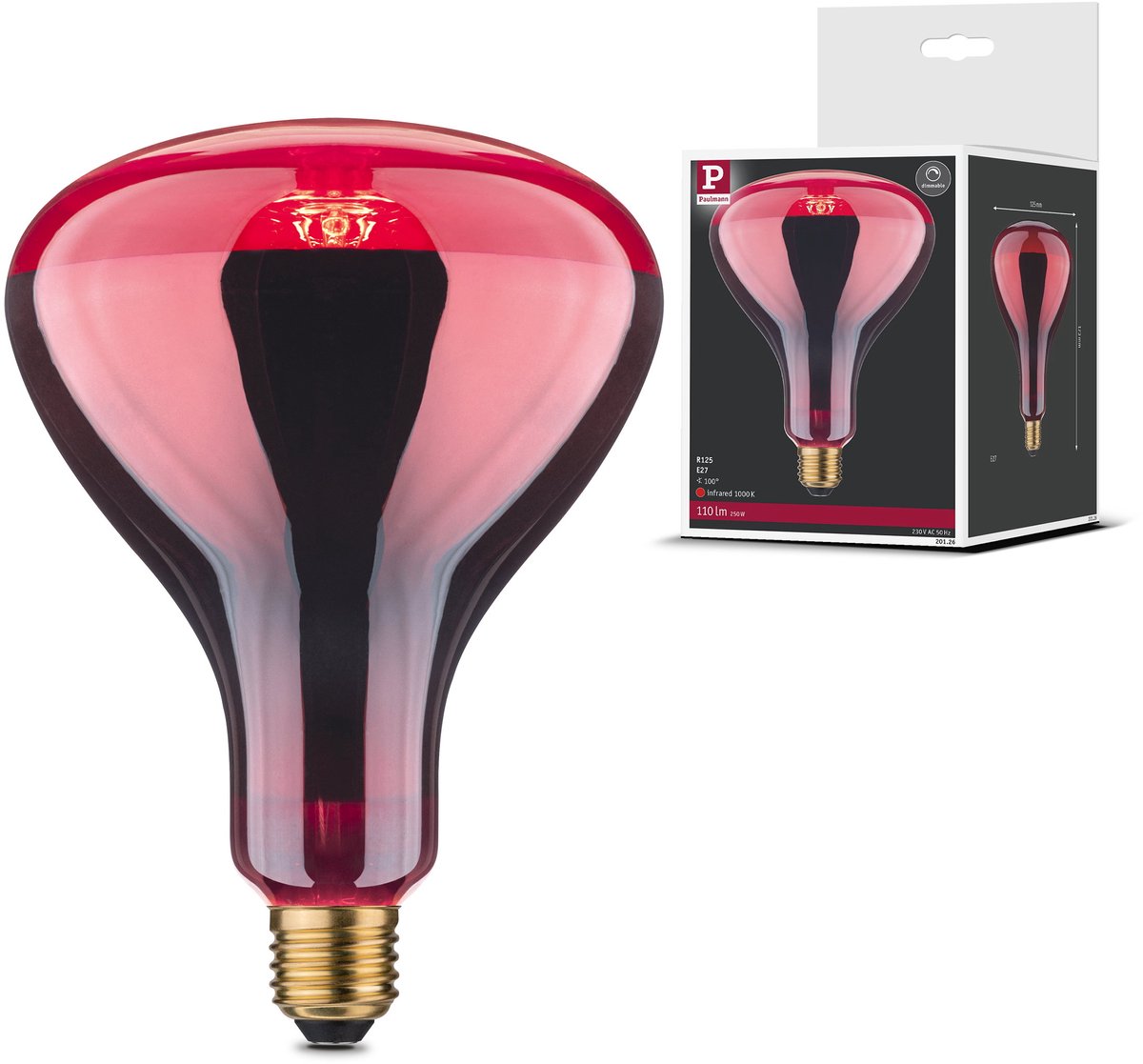 Bombilla Paulmann infrarrojos e27 230v 110lm 250w 1000k regulable roja