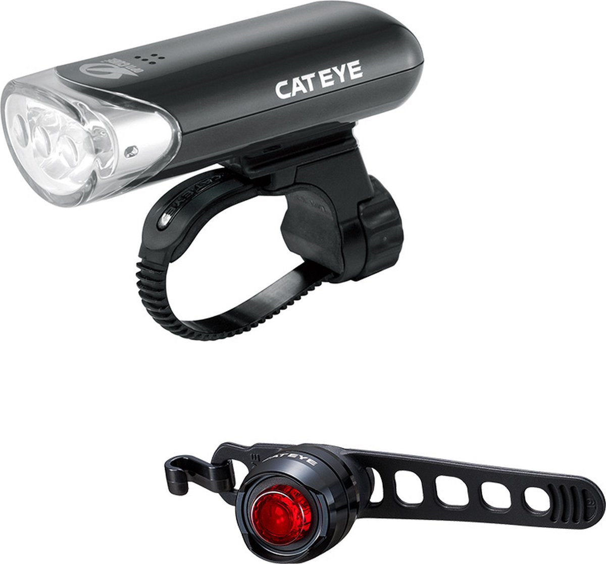 Cateye el135n + orb ld160 lampset - fietsverlichting - led - zwart