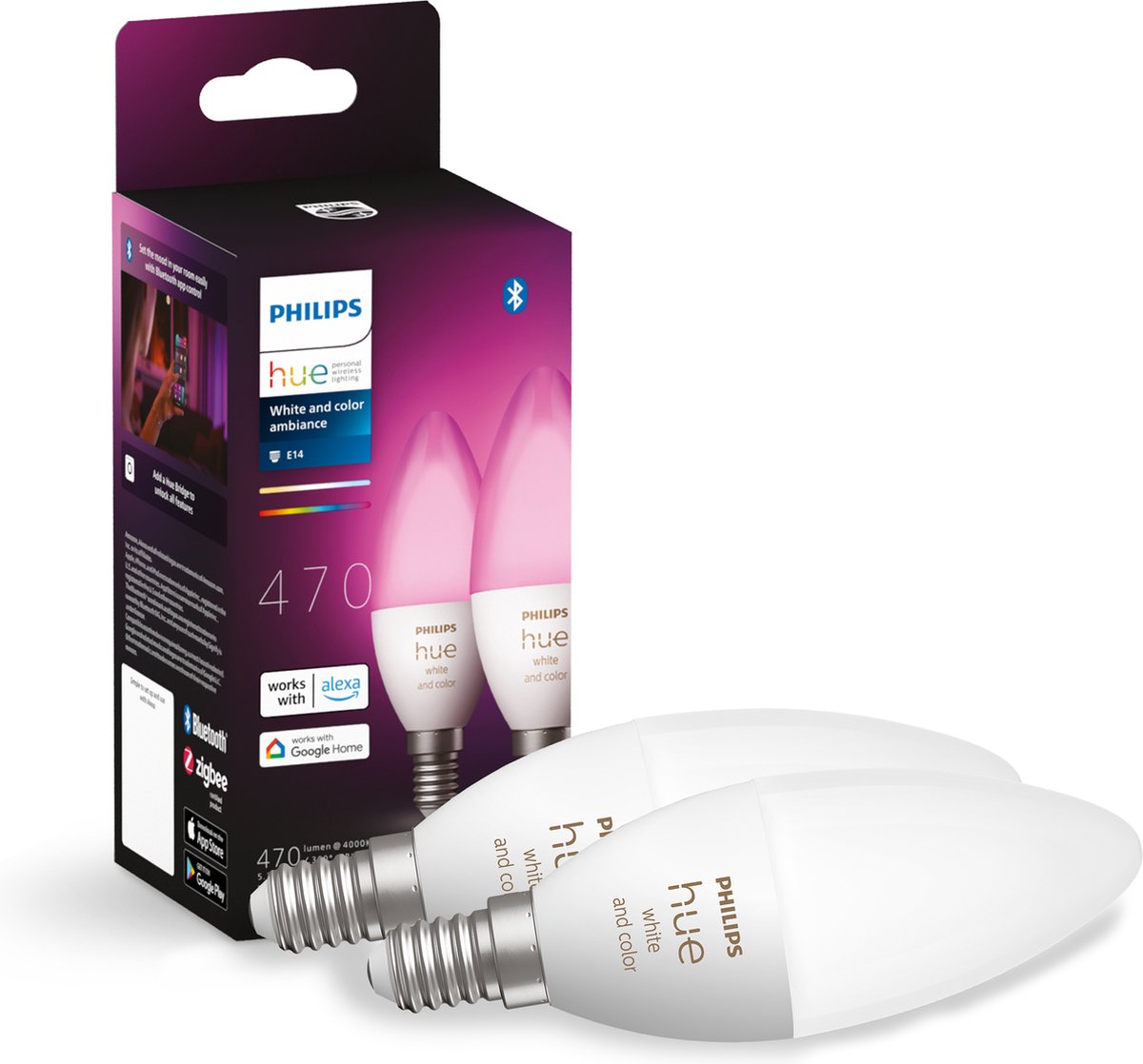Philips Hue White Color E14 Dual Pack