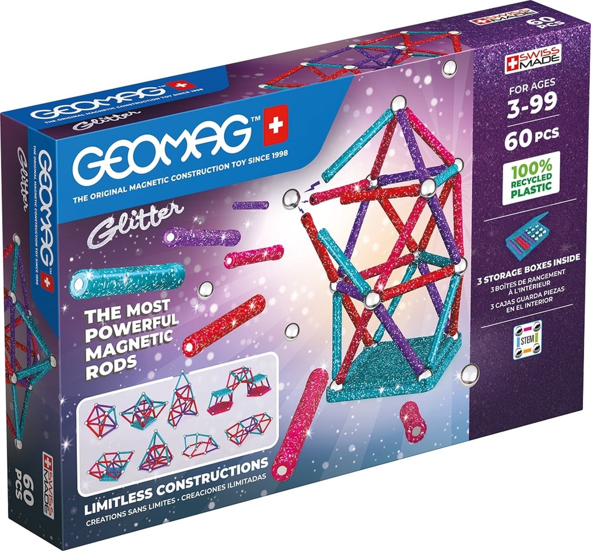 Set glitter Geomag riciclato - 60 pezzi