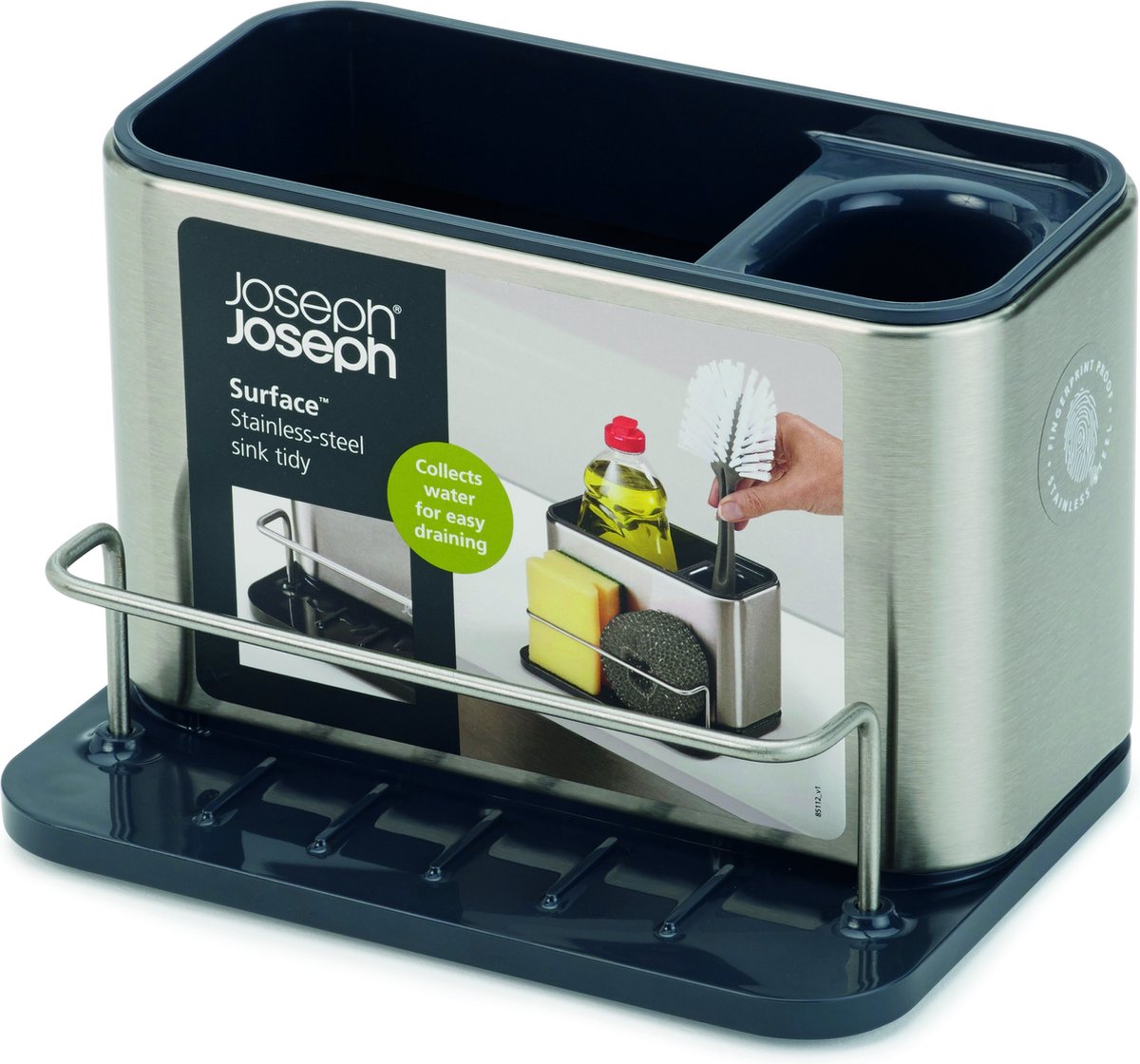 Joseph Joseph - organizer per lavello da superficie - plastica - acciaio inossidabile e grigio scuro