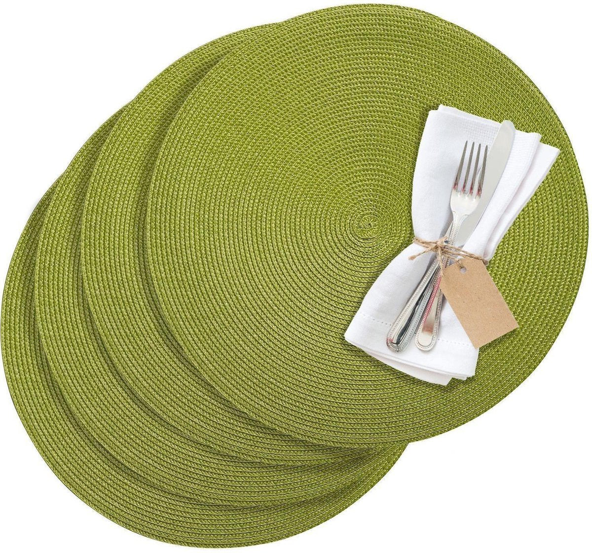 Westmark juego de 4 manteles individuales, ø 38 cm, polipropileno, verde, colección saleen: círculo