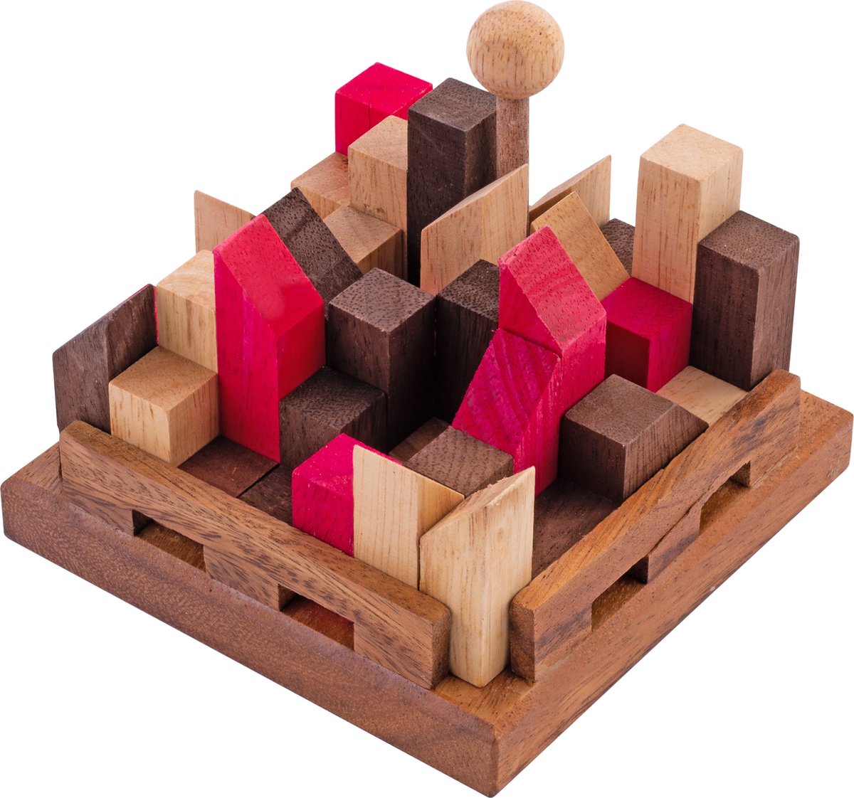 Rompecabezas de la ciudad de Longfield – rompecabezas de madera – madera de acacia – 11 piezas – juego de rompecabezas del castillo – corazón de ángel