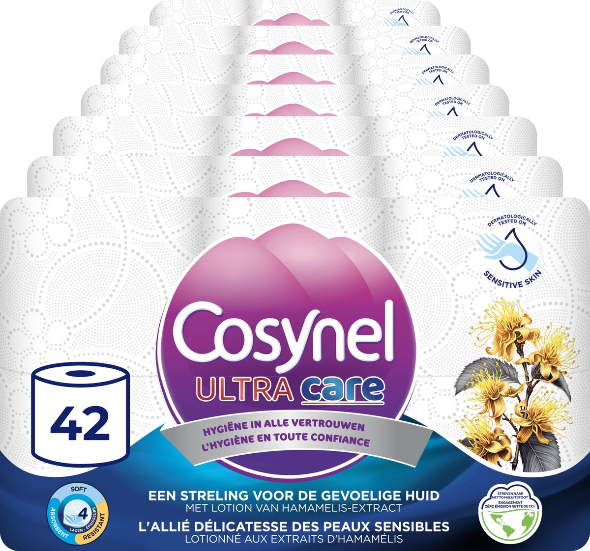 Cosynel ultra care toiletpapier - 42 rollen - wc papier (4-laags) - voordeelverpakking