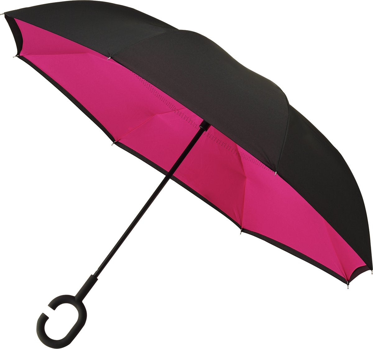 Impliva minimax - opvouwbare inside out paraplu - 㘠107 cm - zwart fuchsia