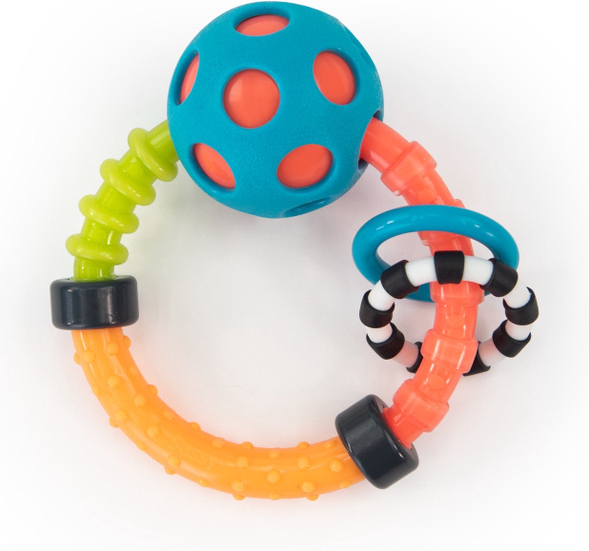 Sassy - anello da dentizione e sonaglio per bambino - giocattolo colorato - sonaglio ad anello flessibile