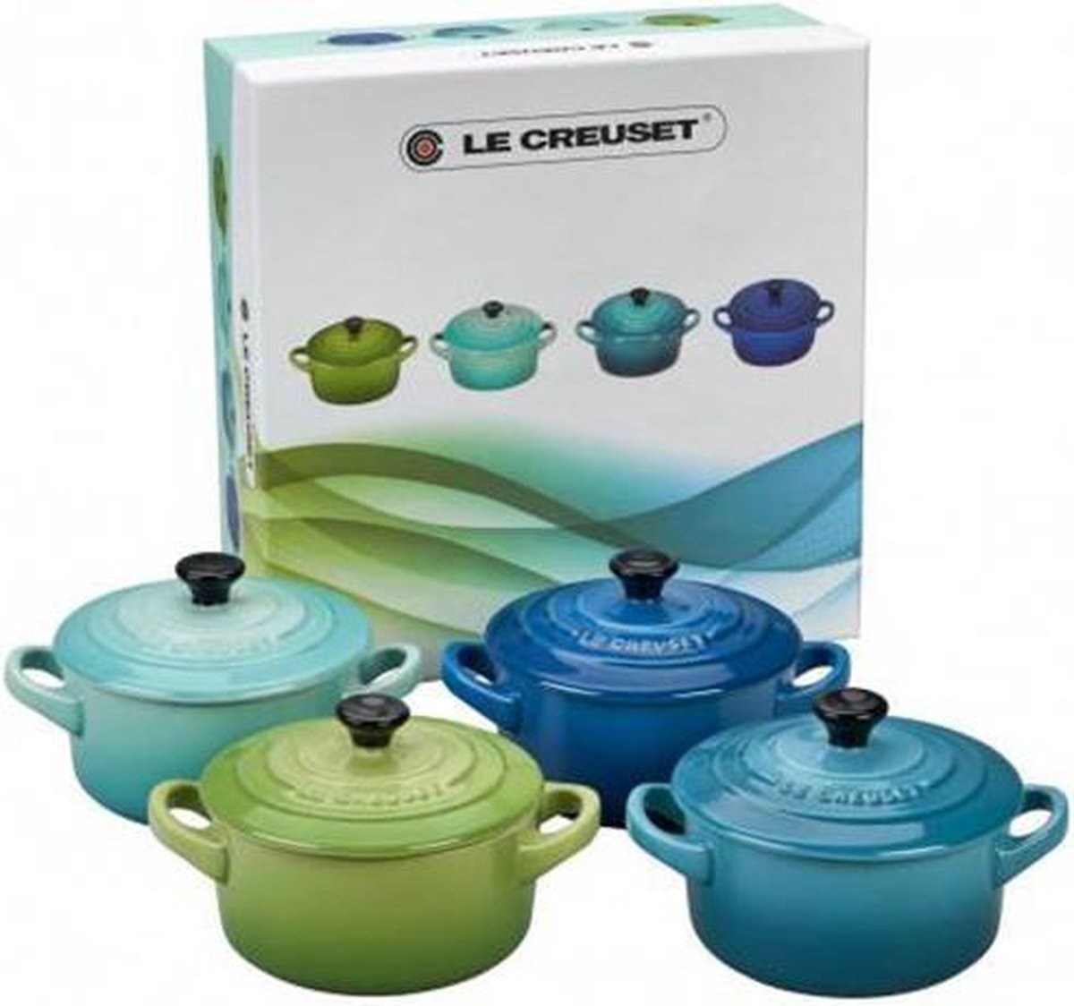 Le creuset - earthenware mini pans 10 cm - set of 4 pieces - sea tones