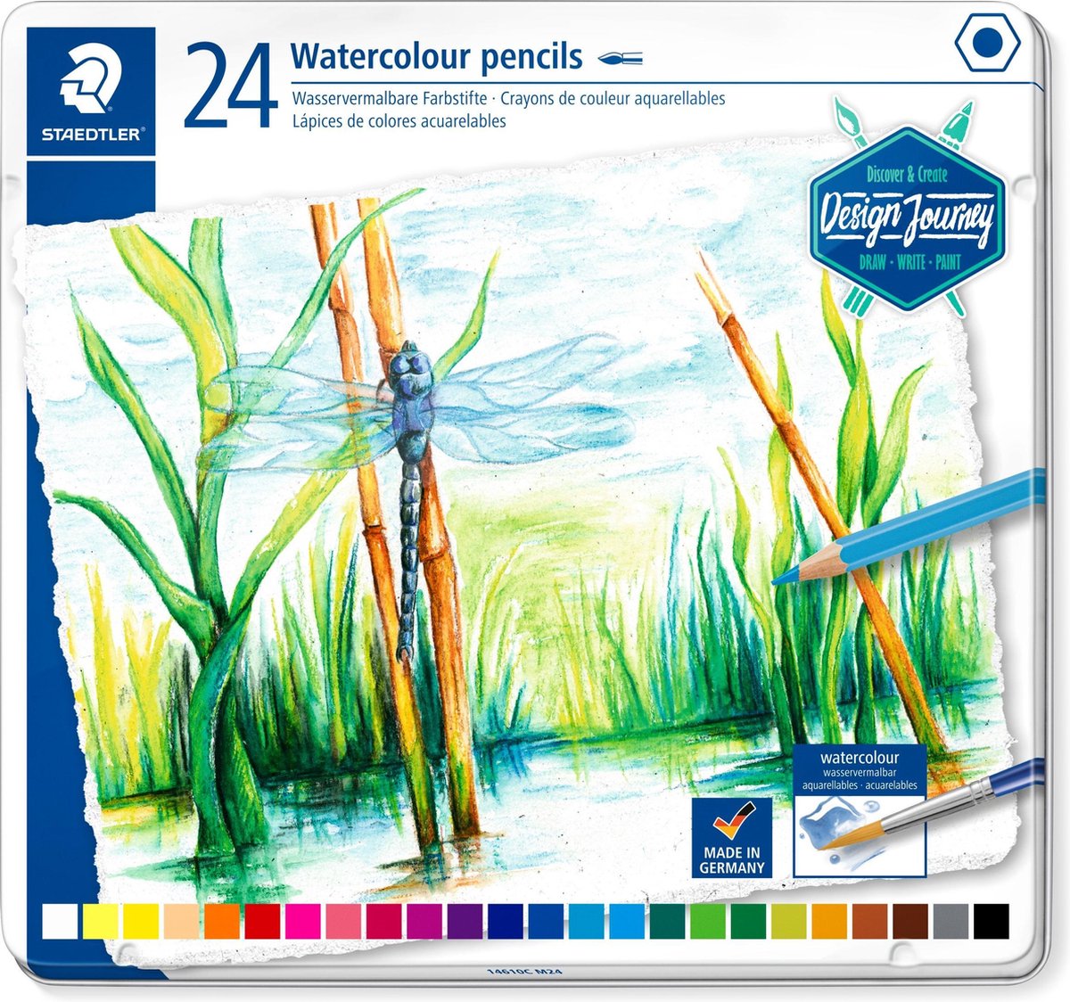 Staedtler Design Journey - matite colorate acquerello - custodia in metallo 24 pz