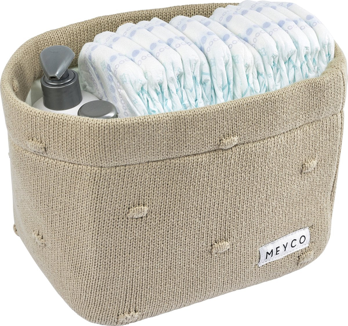 Cesta cambiadora Meyco baby mini nudos - arena - mediana
