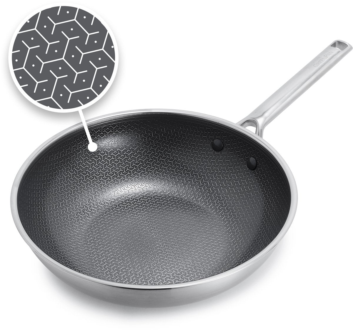 Greenpan apex wok - 28cm - pfas-free - induction wok - ceramic - honeycomb - oven safe up to 220°c - dishwasher safe - stainless steel handles - stainless steel