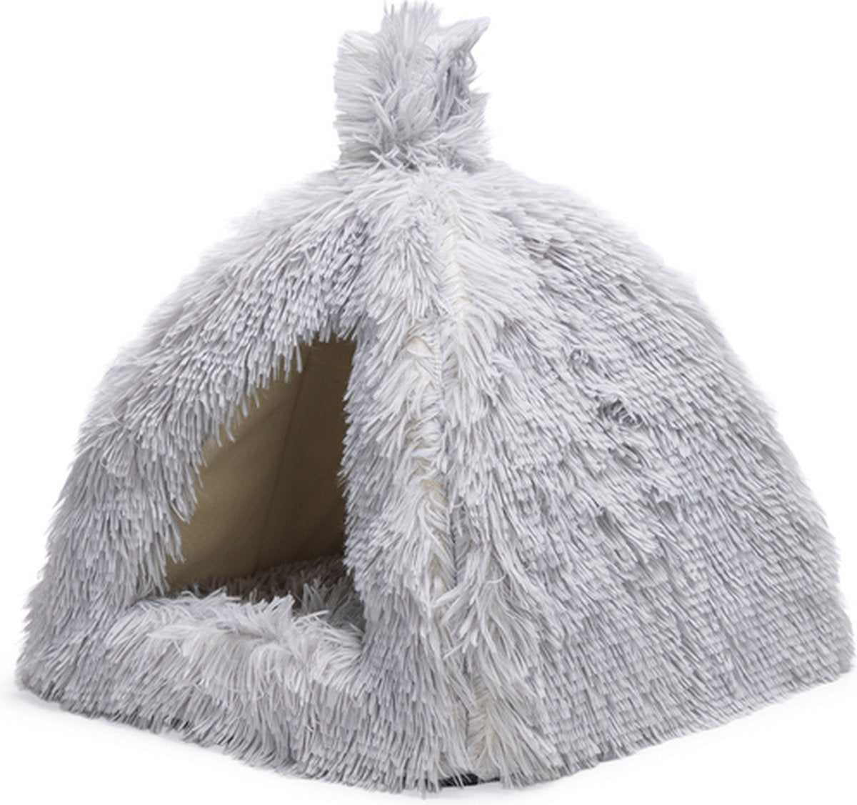Beeztees Kitten Cave Cosmo - cesta per gatti - peluche - grigio - 40x40x40 cm