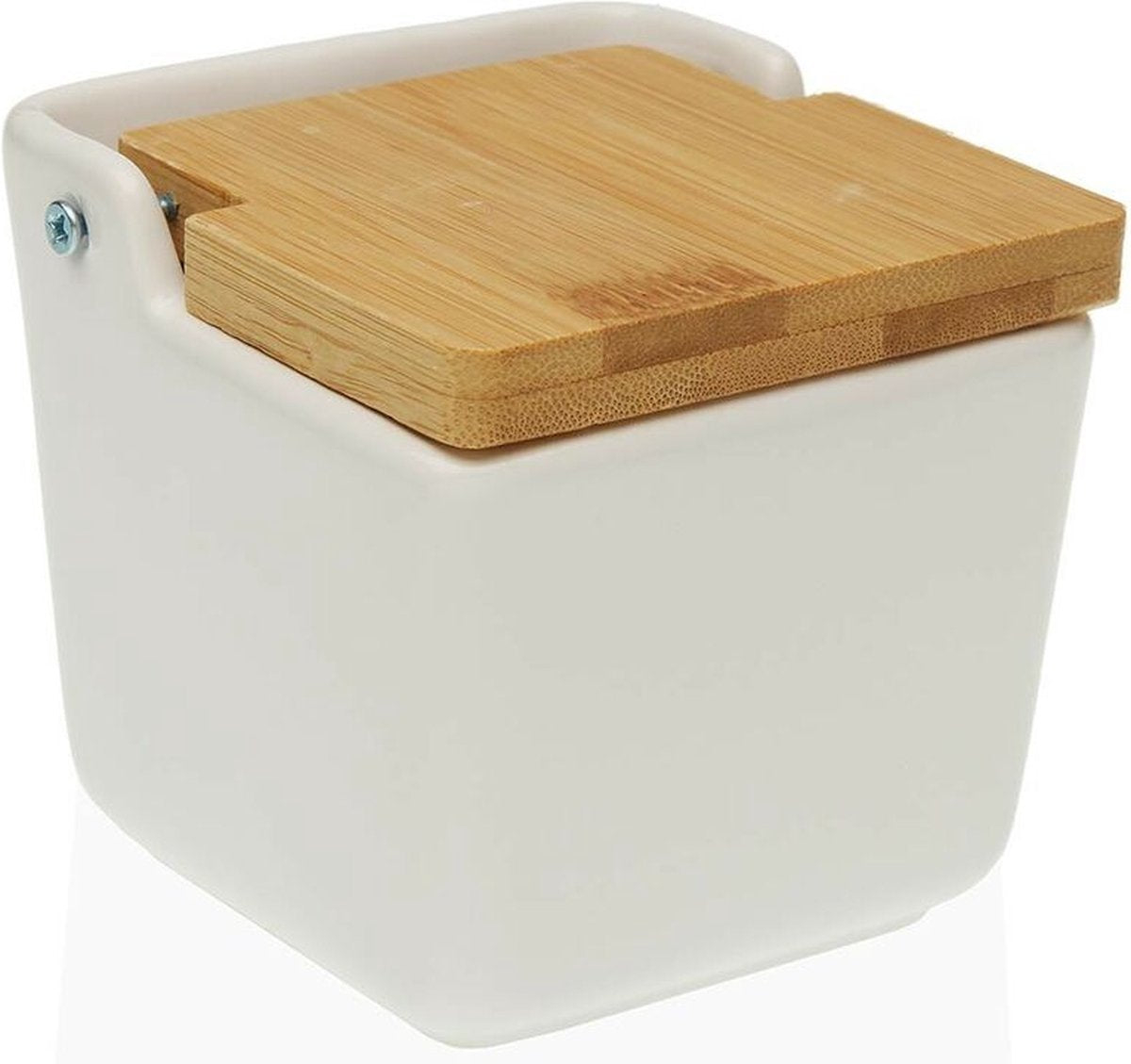 Versa saliera con coperchio bianco dolomite (9 x 8 x 9 cm)