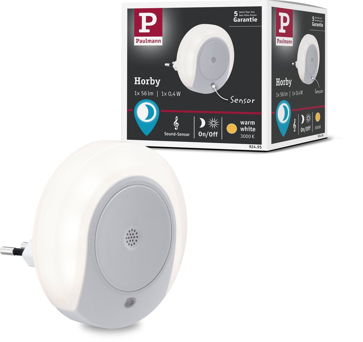Paulmann nachtlamp horby soundsensor rond 3000k 45lm
