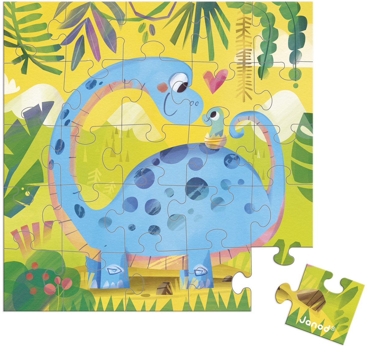 Janod - scheda puzzle - dinosauro madre e figlio