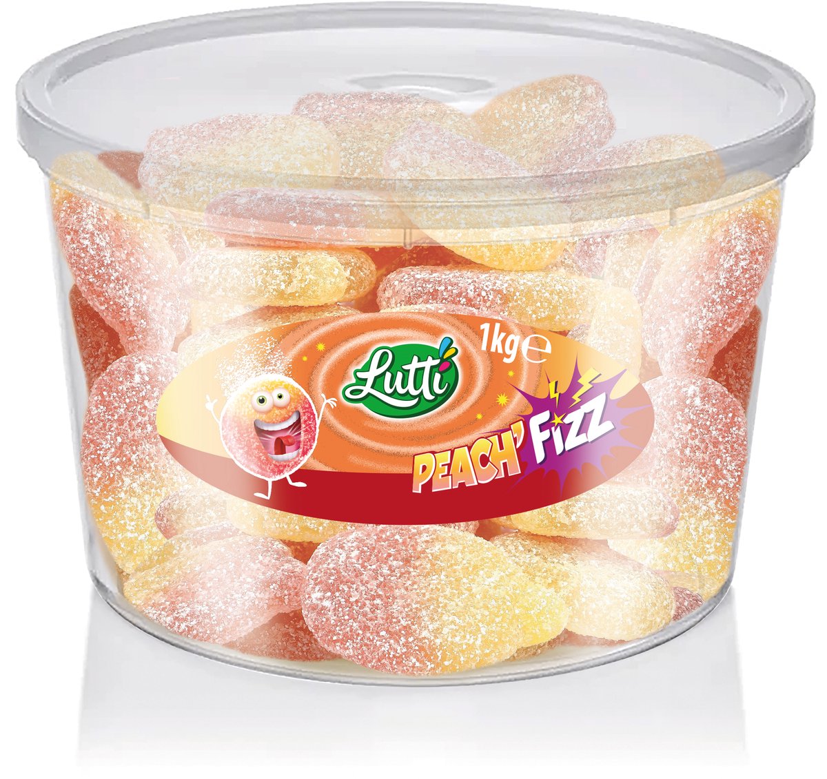 Lutti - pesca'fizz - caramelle amare - gusto pesca - silo - 1kg