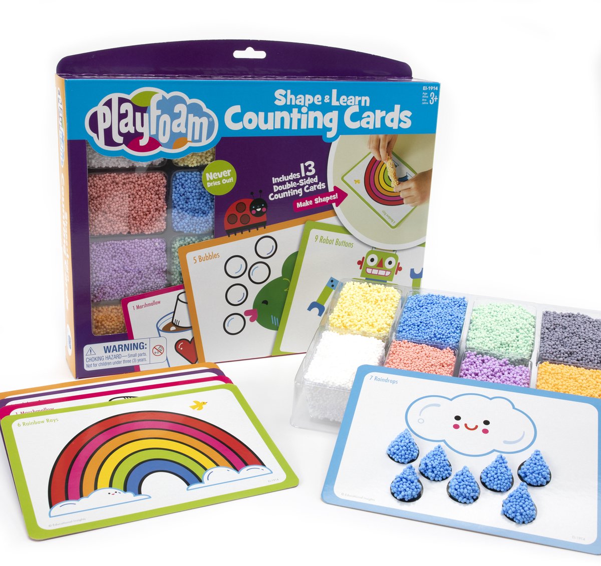 Recursos de aprendizaje playfoam® shape aprende a contar cartas - 3+
