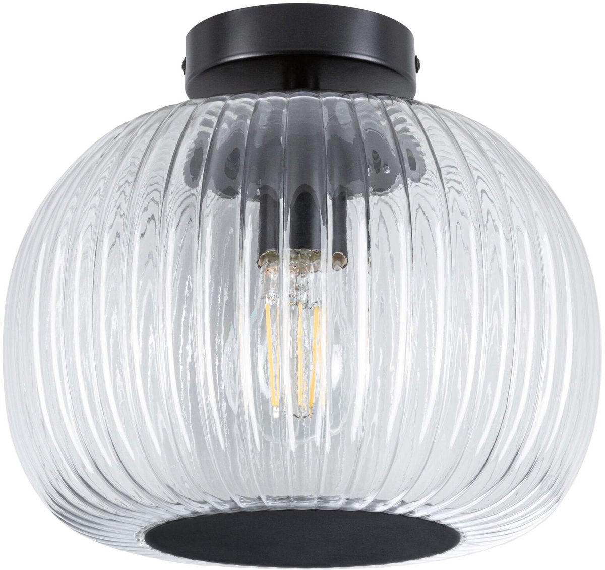 Paulmann led-plafondlamp ruya ip44 e27 230v max. 60w dimbaar glas, zwart mat