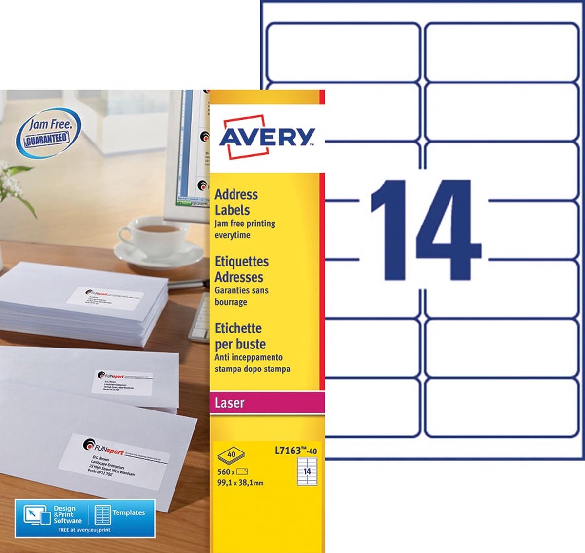 Etichette per indirizzi Avery l7163-40