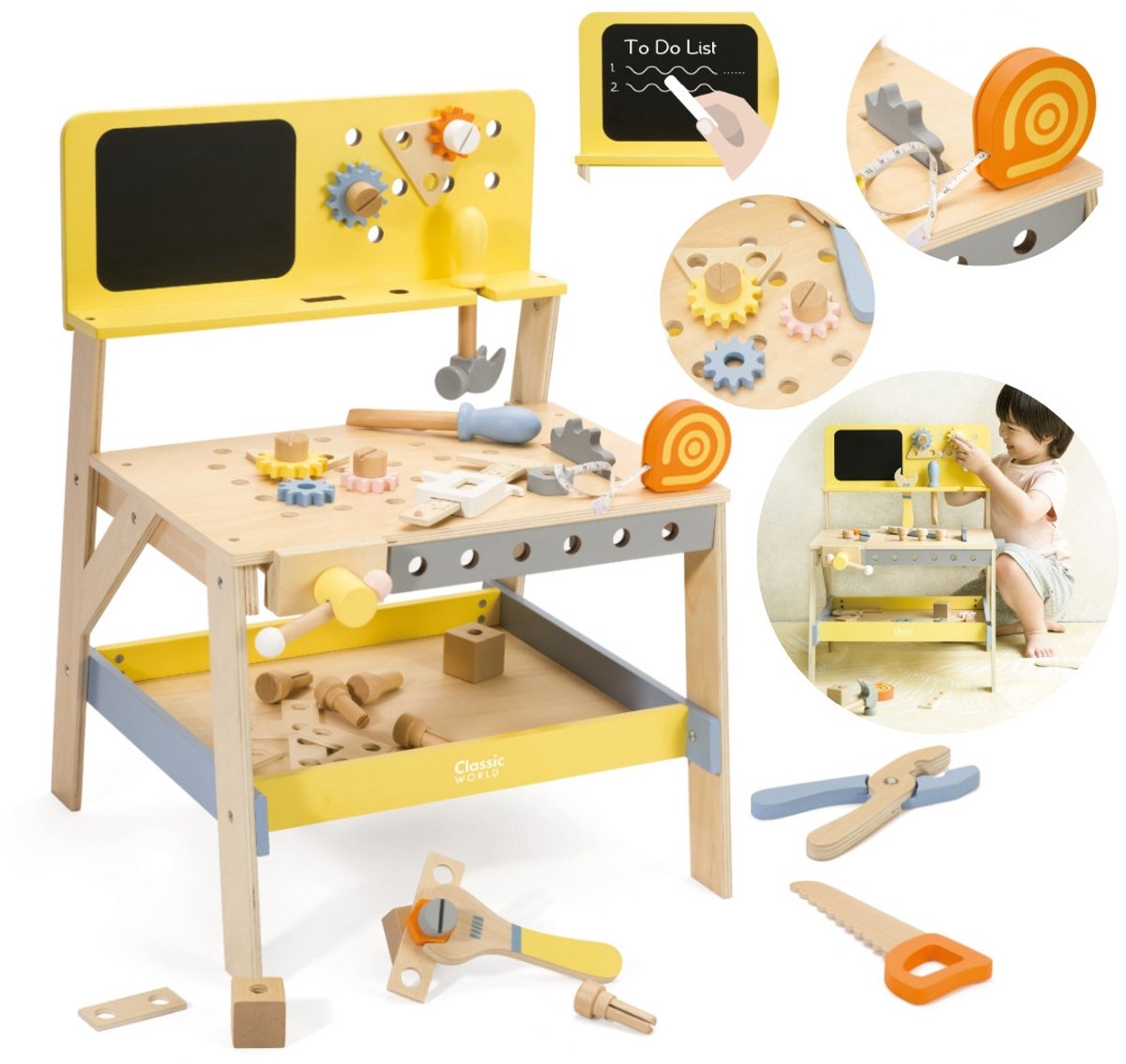 Classic World World Wooden Workbench Modern, 42dlg.