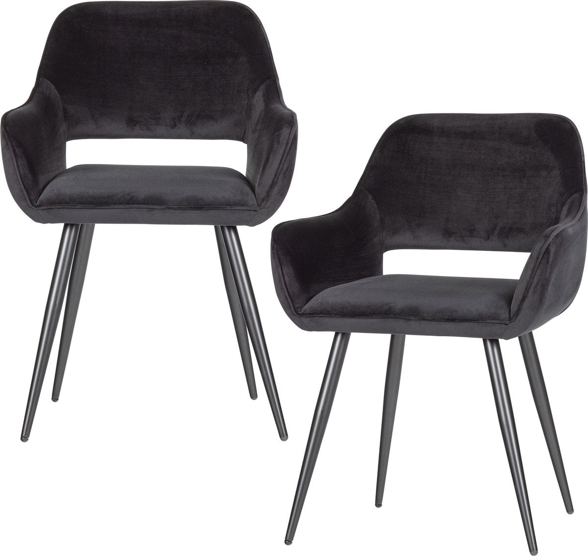 Silla Woood Jelle - terciopelo - negro - juego de 2