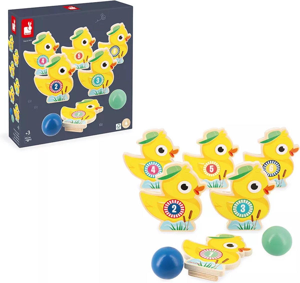 Janod - apple pop - gioco di birilli di anatre da bowling