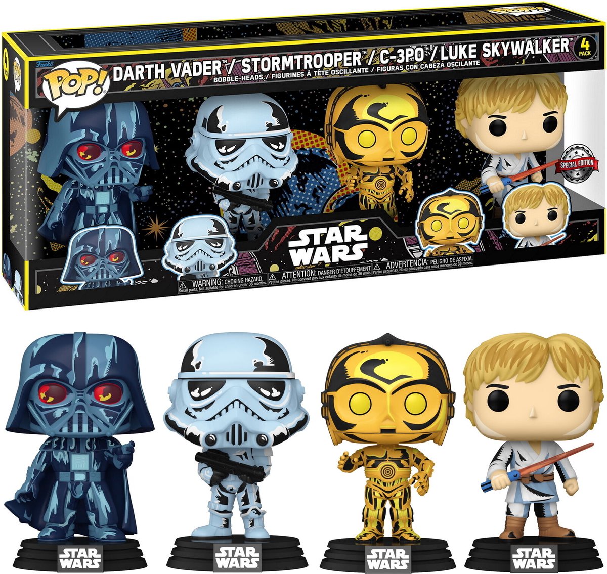Funko pop! star wars - retro series us exclusive pop! 4-pack