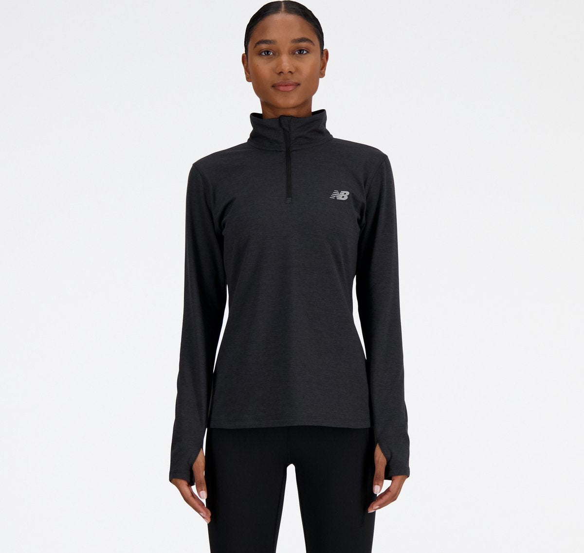 Sudadera deportiva New Balance Sport Essentials Space Dye 1 4 para mujer - Negro