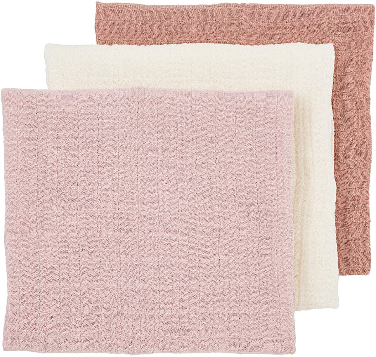 Meyco baby uni pre-washed hydrofiele doeken - 3-pack - pre-washed hydrofiel - soft rose rose natural - 70x70cm