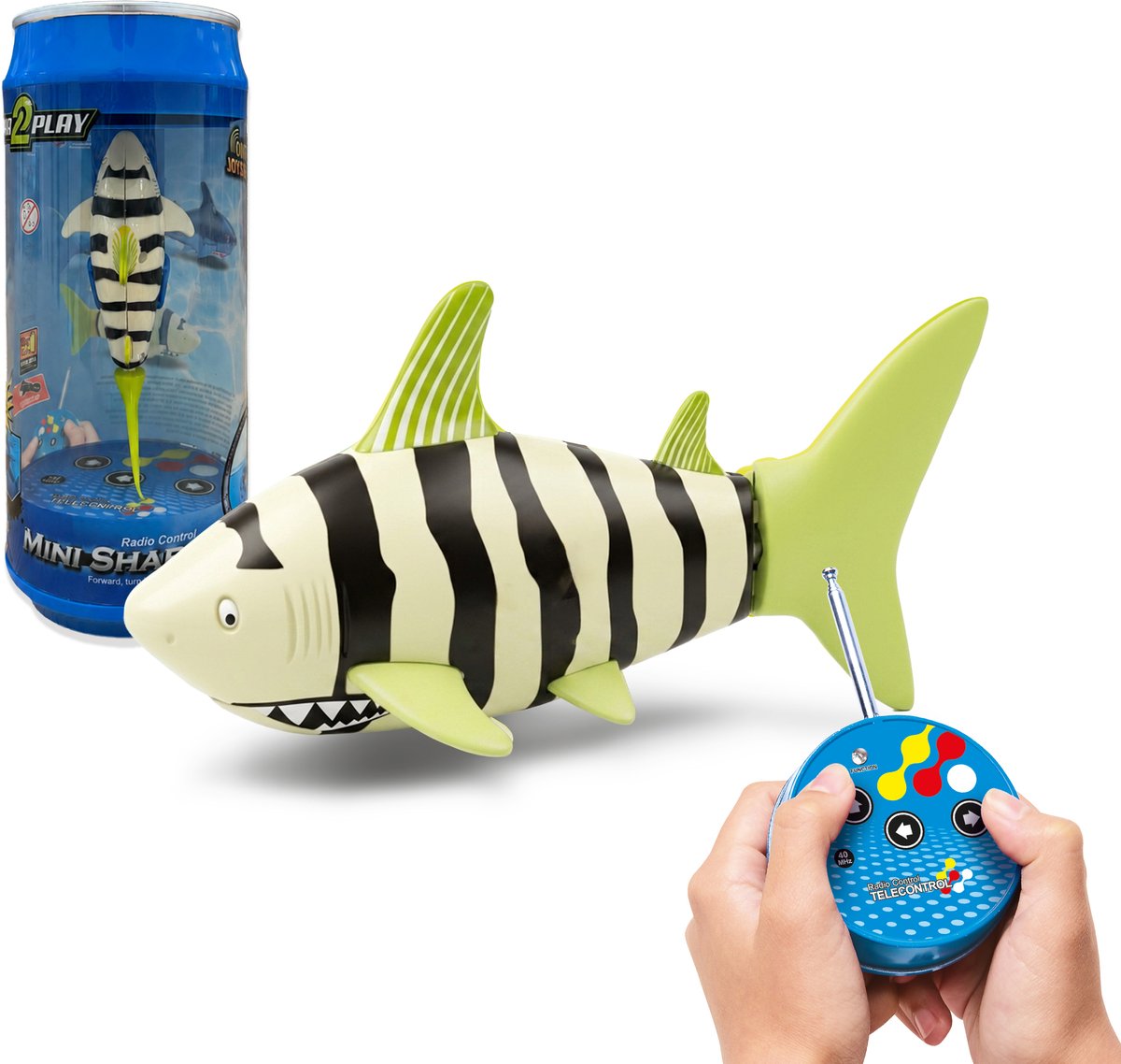Gear2play - Mini Shark in lattina - Squalo nuotatore RC con telecomando