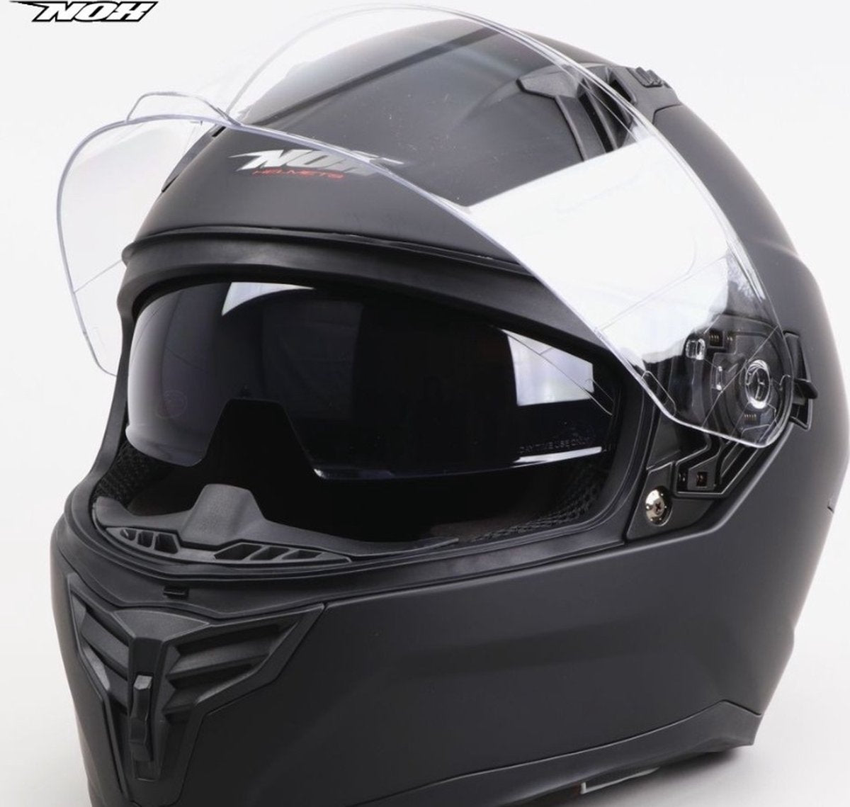 Casco integral Nox con visera solar tintada integrada - negro mate - ECE 22.06 - talla XL = circunferencia de la cabeza de 60 a 61 cm