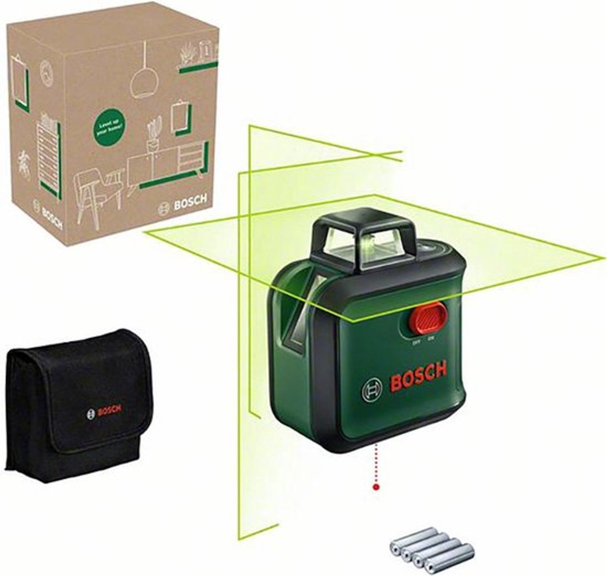 Bosch advancedlevel 360 - 360° kruislijnlaser - inclusief opbergetui - batterijen