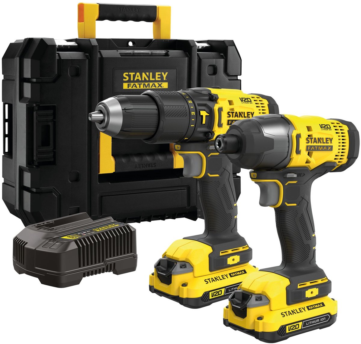 Stanley fatmax v20 18v schroef- klopboormachine + slagschroevendraaier tstak koffer (met 2x 2.0ah accu en lader) sfmck465d2t-qw