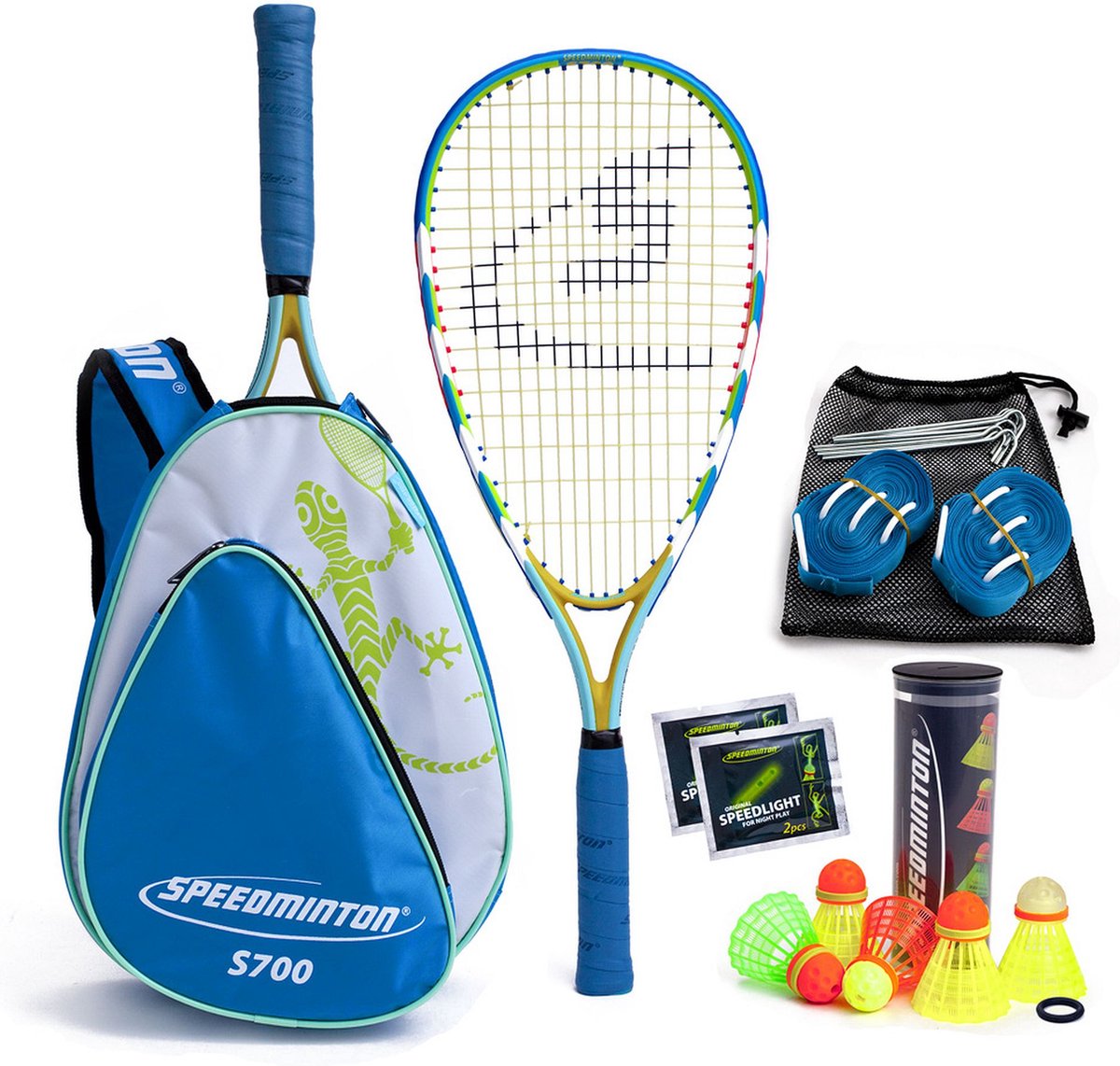 Set Speedminton s700 - speed badminton - crossminton - set badminton speed - giallo verde blu
