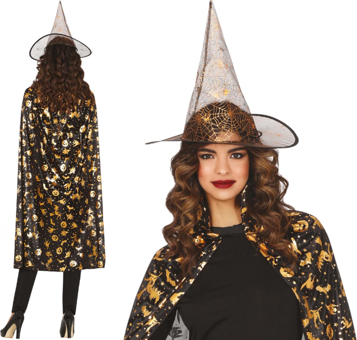 Fiestas guirca - set cappello e mantello da strega - adulti - 110 cm