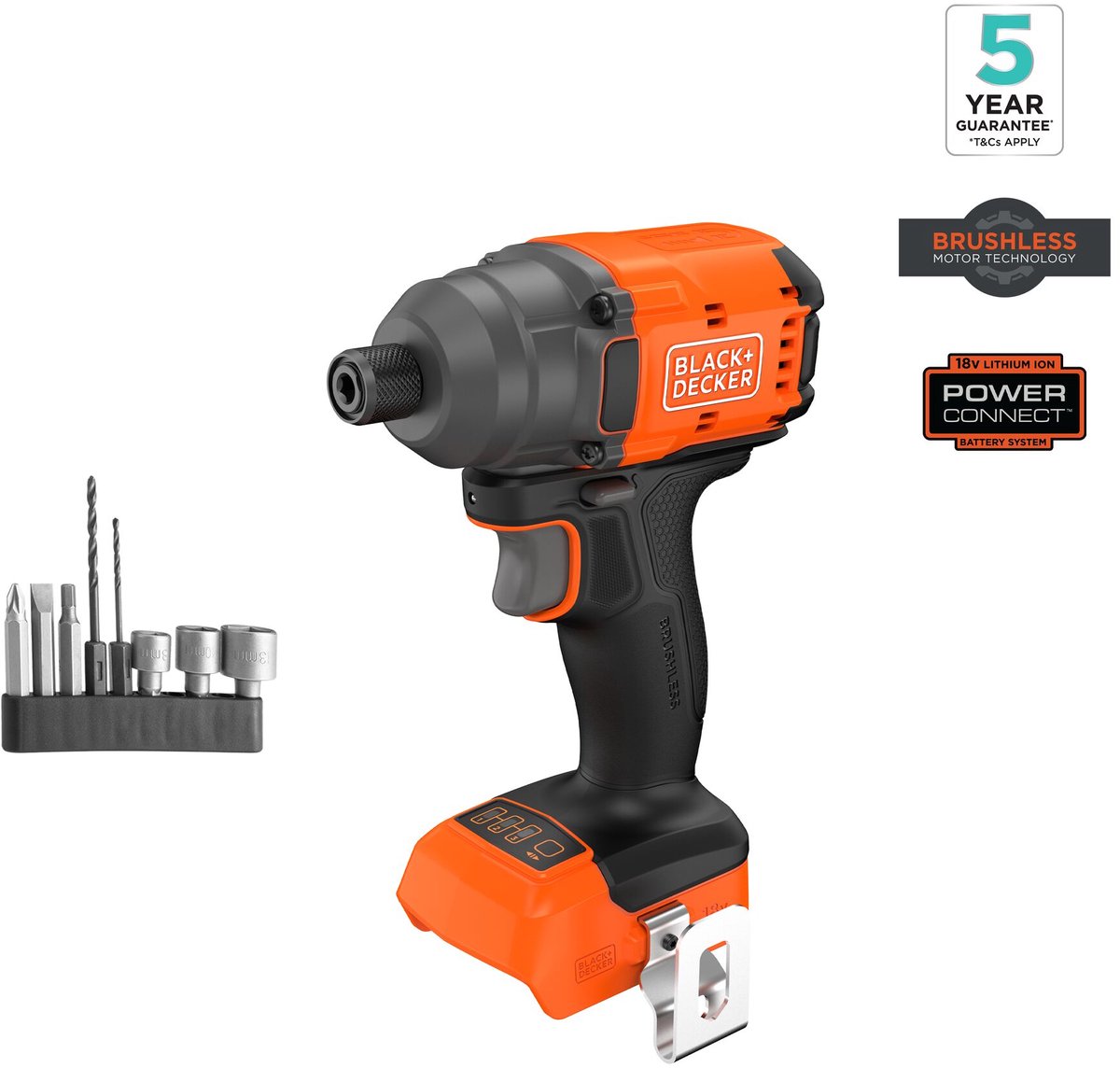 Black+decker 18v brushless slagschroevendraaier met bits (zonder accu en lader) - blim78n-xj