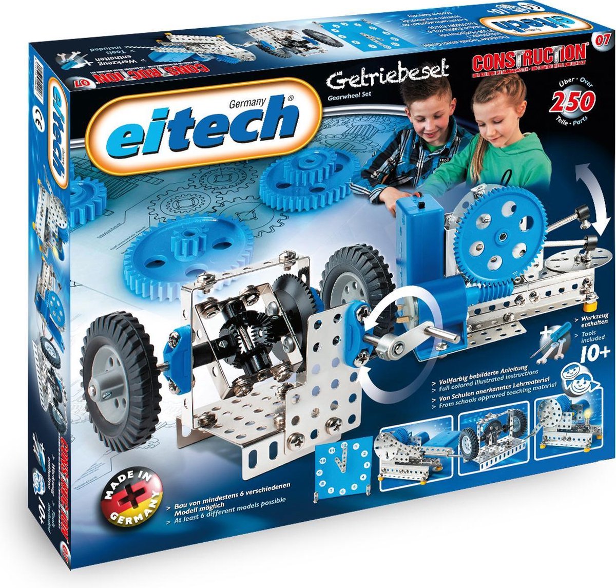 Set da costruzione Eitech ingranaggio acciaio blu argento 250 pezzi