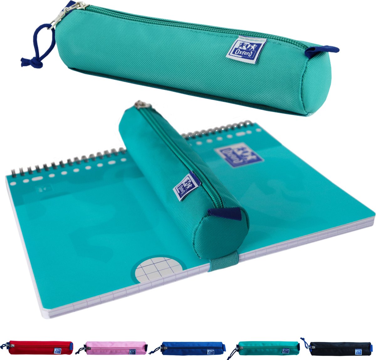 Astuccio Oxford - turchese con elastico - astuccio rotondo per penne 22cm - astuccio per ragazzi - astuccio per ragazze