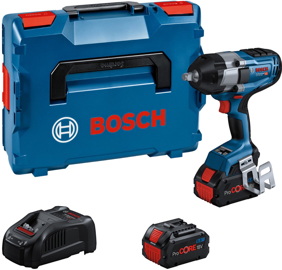 Avvitatore ad impulsi Bosch professional gds 18v-1000 - biturbo - 1000 nm - 18v - 1 2 - con 2x 18 v (8,0 ah) e caricabatterie