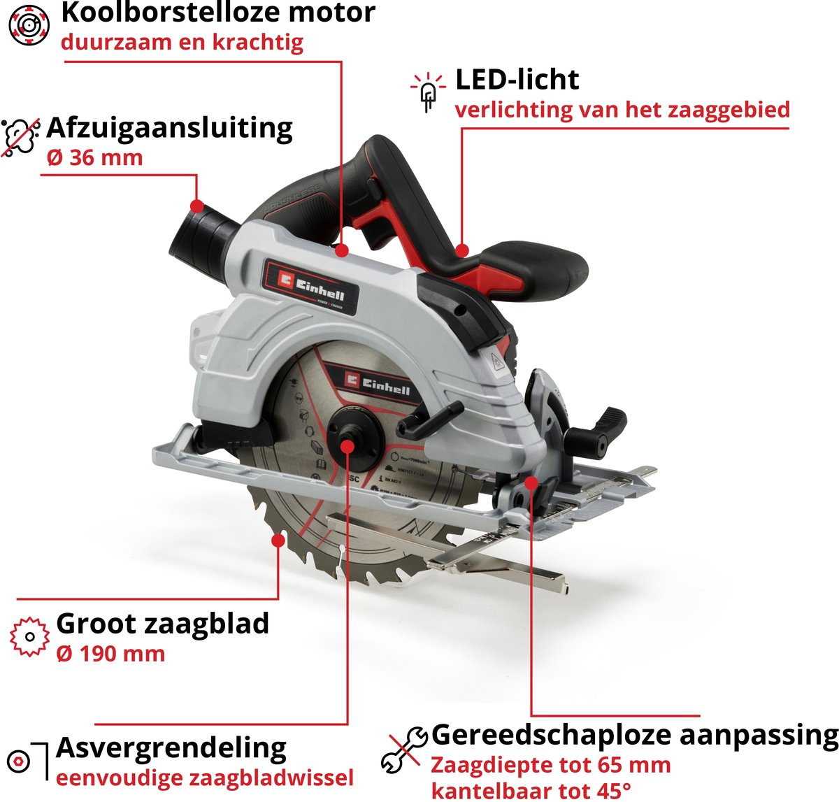 Einhell Battery Handcirkelzag TE-CS 18 190 Li Bl Solo