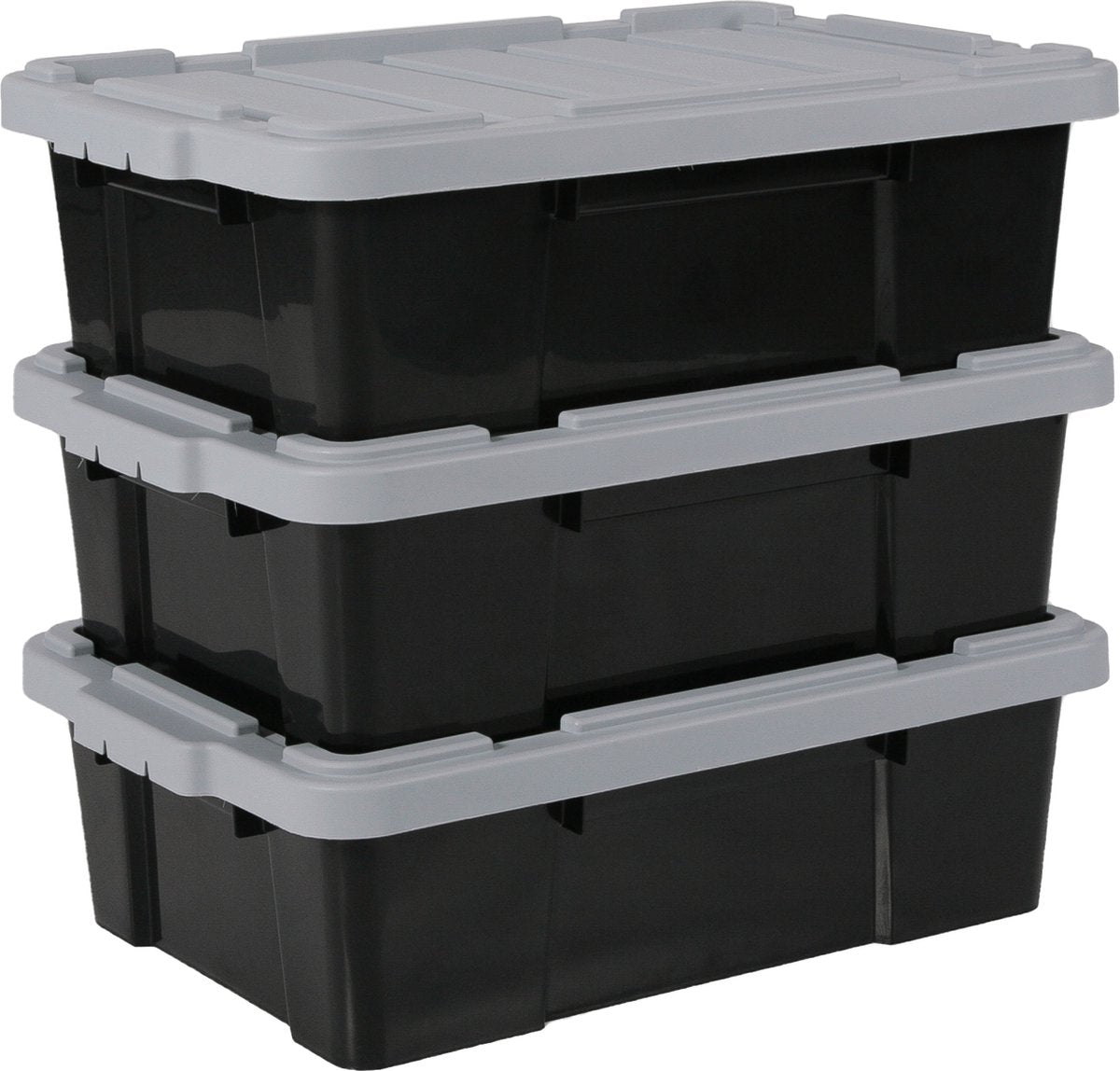 Scatola portaoggetti Iris Powerbox - 25 l - plastica - nero grigio - set di 3