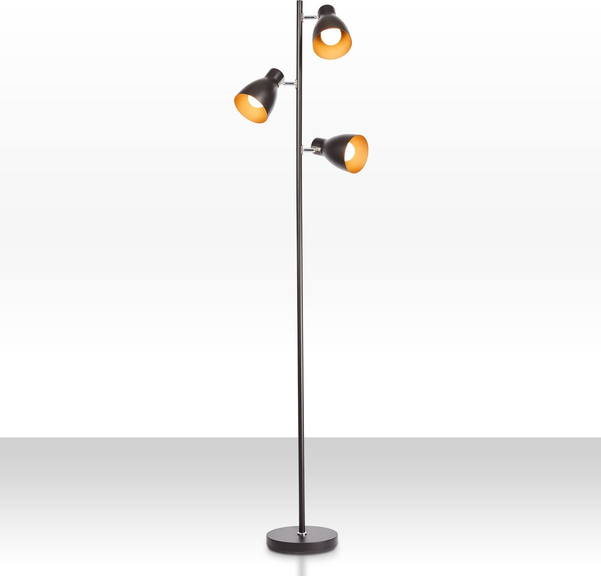 B.k.licht - lampada da terra industriale - lampada da terra oro nero - barra girevole - con attacco E27 - h.: 166cm