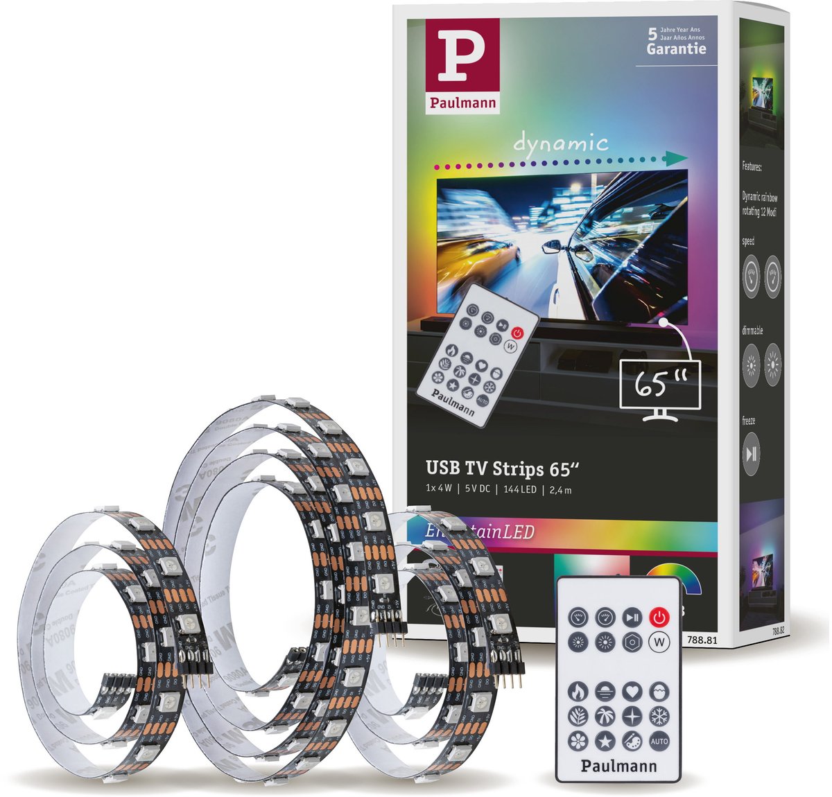 Paulmann Entertainled Tira LED USB 2,4 metros Iluminación TV 65 pulgadas - RGB+ - 4W - 60 LEDs m