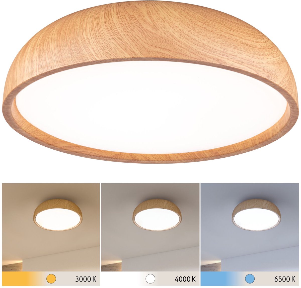 Paulmann selection bathroom led-plafondlamp oka ip44 white switch 950lm 230v 24w houtlook