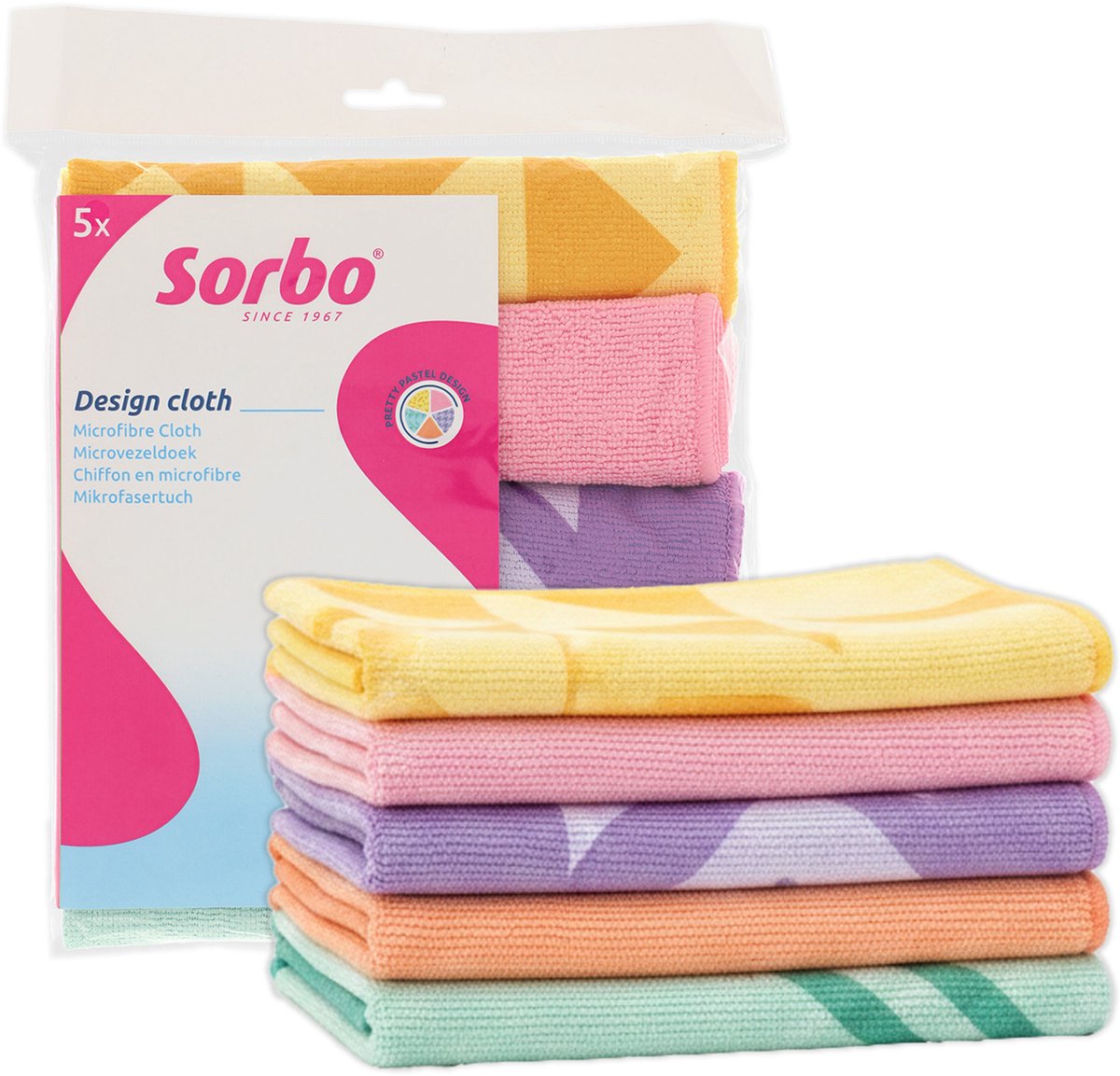Sorbo paño microfibra estampados pastel 5uds