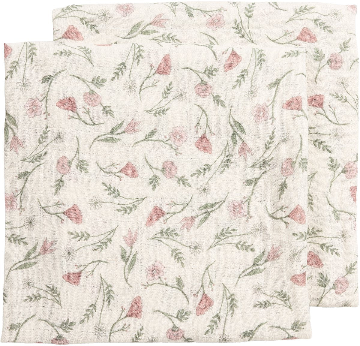 Meyco baby flower pre-washed hydrofiele doeken - 2-pack - pre-washed hydrofiel - multicolour - 70x70cm