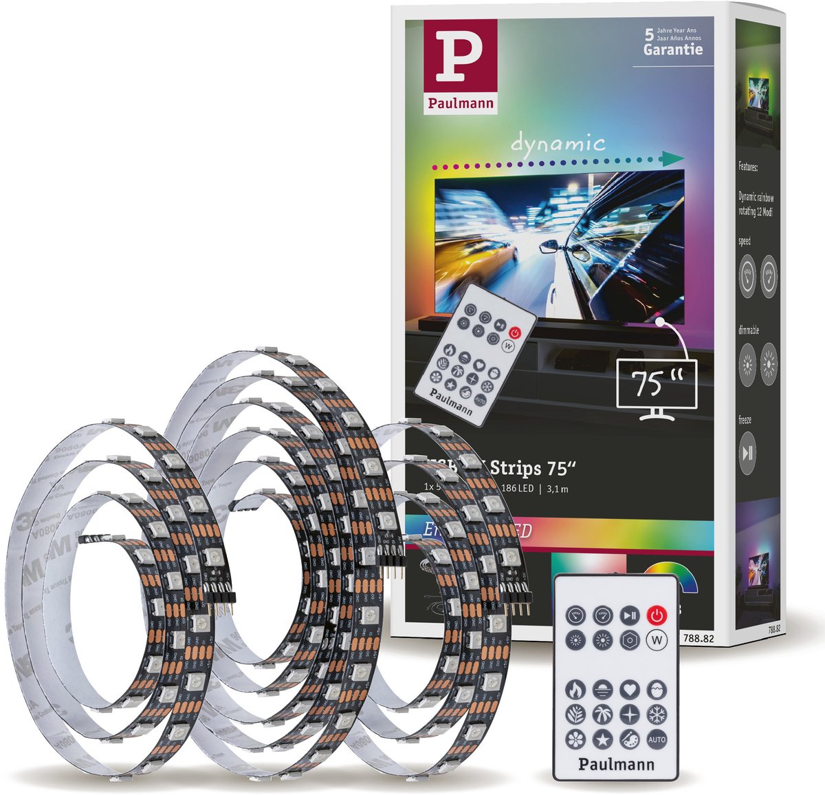 Striscia led USB Paulmann entertainmentled illuminazione per tv 75 pollici - rgb+ - 5w - 5v - nero