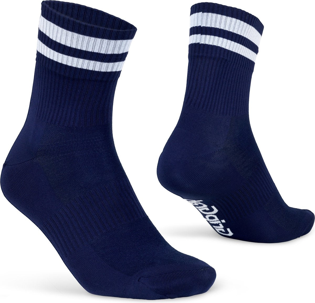 Gripgrab - original stripes crew zomer fietssokken gestreepte retro wielersport sokken coolmax - unisex - navy blauw - maat s (38-41)